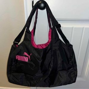 Puma Black and Pink Gym Duffel Bag